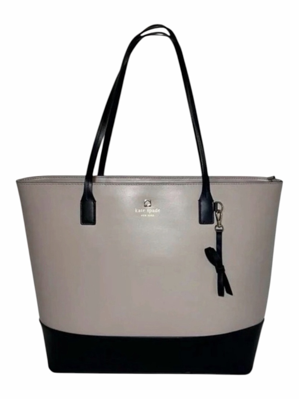 kate spade Two-Tone Black and Light Taupe Leather Tote